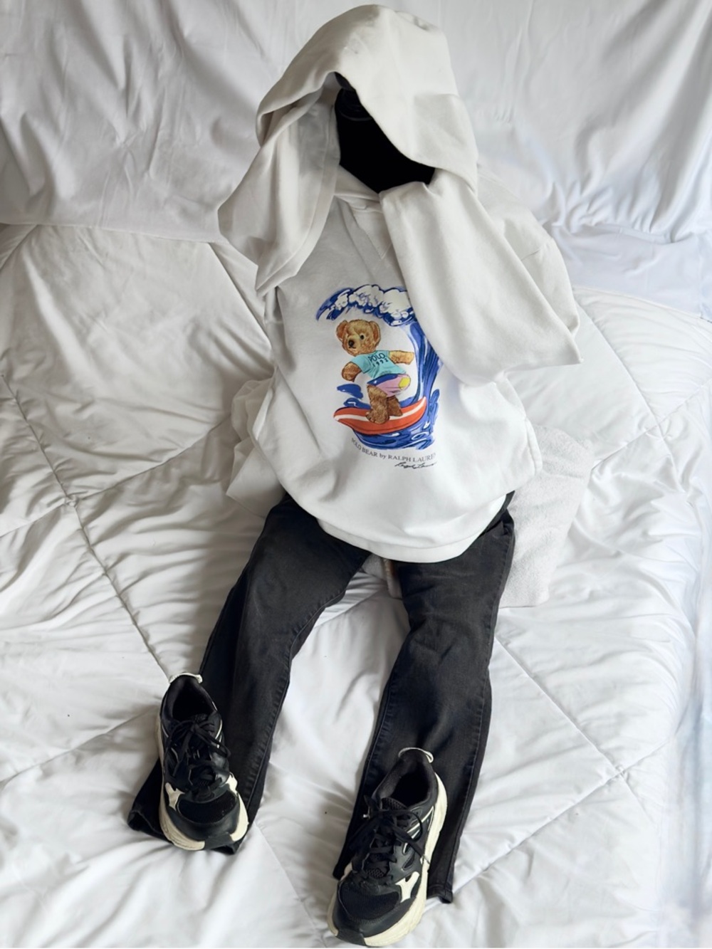 • Polo Ralph Lauren Surf Bear Hoodie White Graphic Men’s Small •